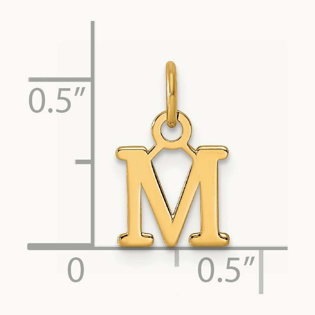 Cutout Letter M Initial Pendant, 14K Yellow Gold
