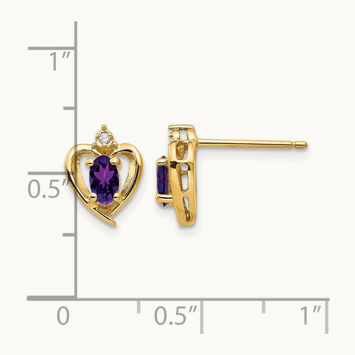 Amethyst and Diamond Heart Earrings — photo set