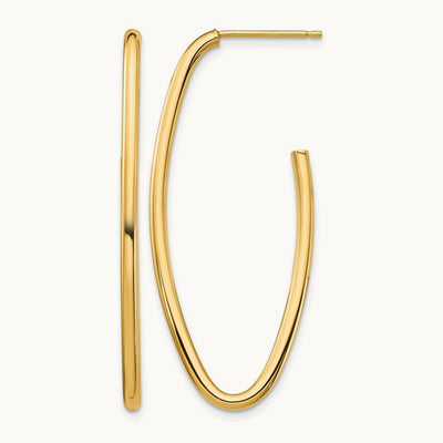 Polished Pointed Oval Post Dangle Earrings, 14K
