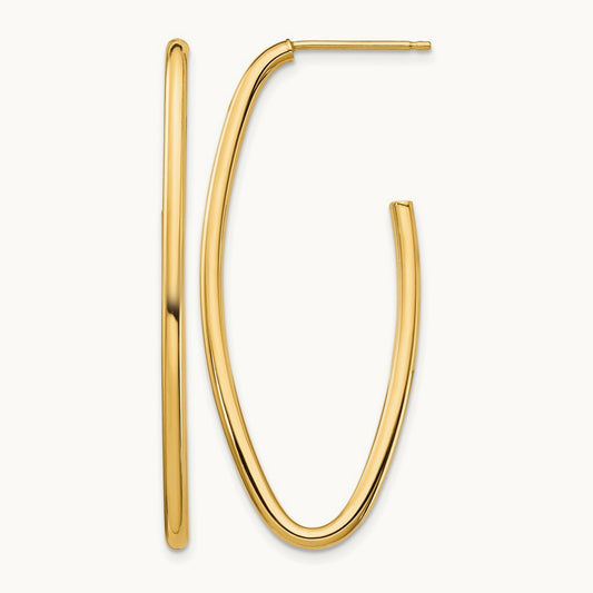 Polished Pointed Oval Post Dangle Earrings, 14K