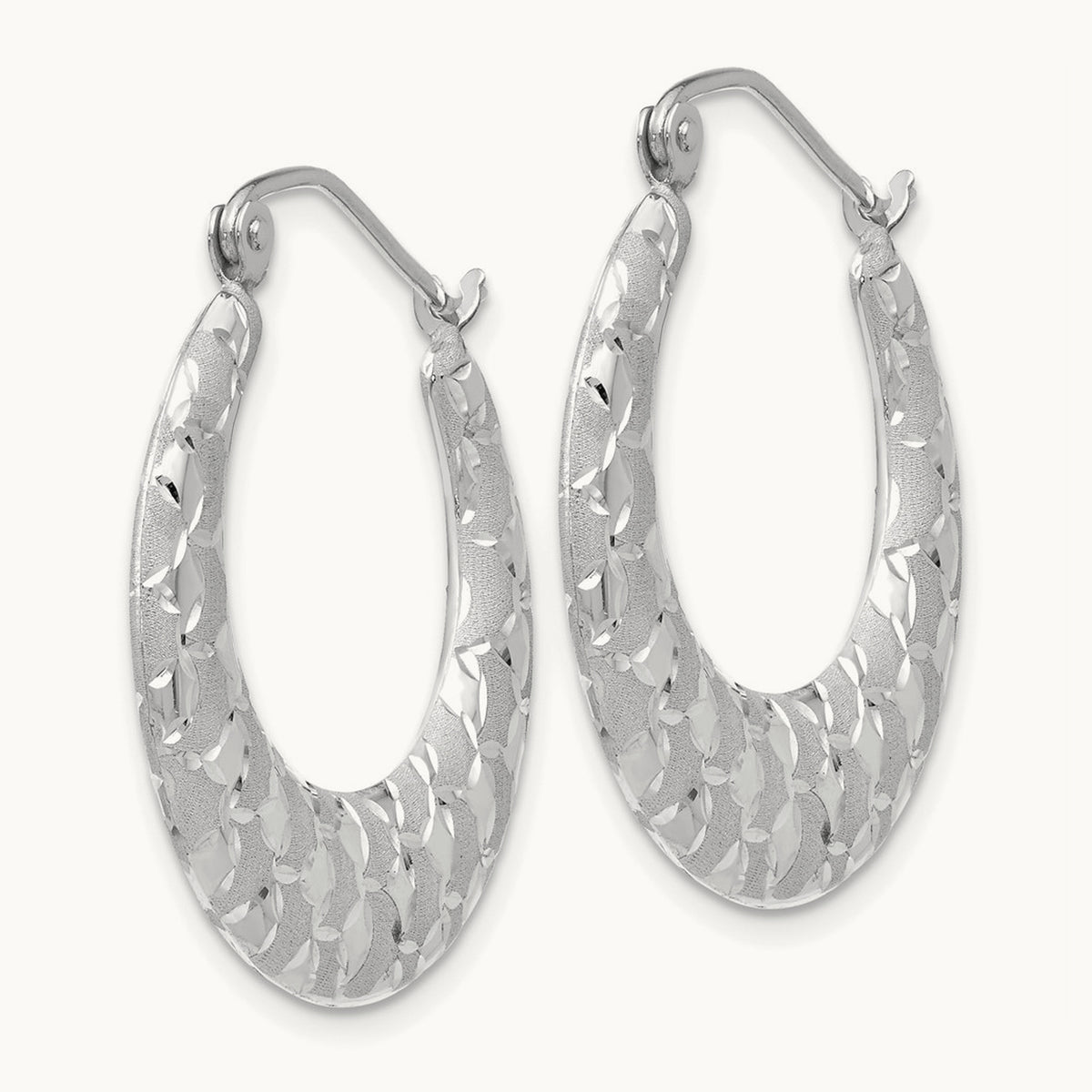 Satin and Diamond-cut Hoop Earrings — photo set