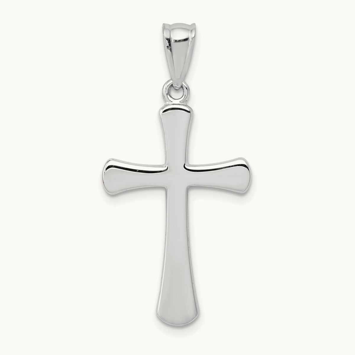 Hollow Cross Pendant, 14K White Gold