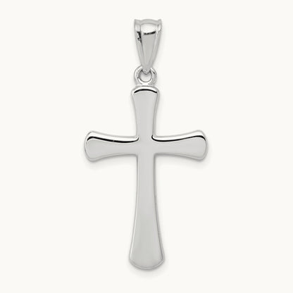 Hollow Cross Pendant, 14K White Gold