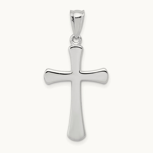 Hollow Cross Pendant, 14K White Gold