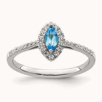 Blue Topaz December Birthstone Ring, 0.20 ct tw Lab-Grown Diamond
