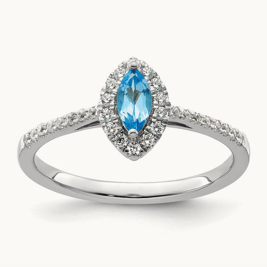 Blue Topaz December Birthstone Ring, 0.20 ct tw Lab-Grown Diamond