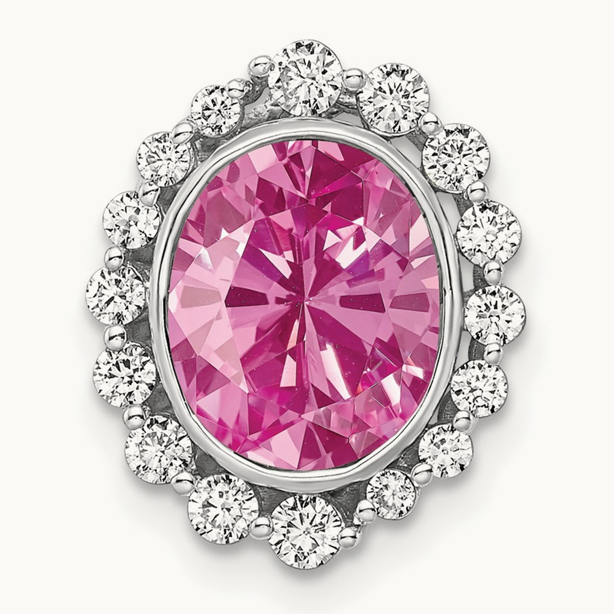 Created Pink Sapphire Chain Slide, 0.50 ct tw Lab-Grown Diamond