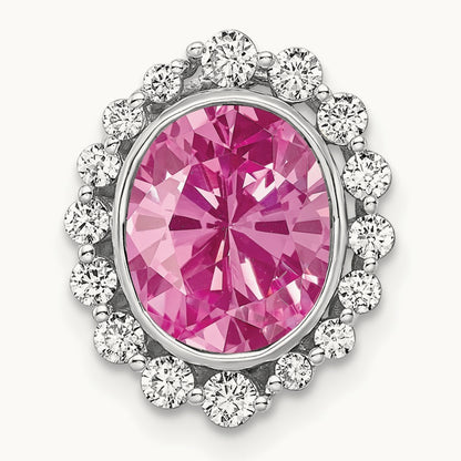 Created Pink Sapphire Chain Slide, 0.50 ct tw Lab-Grown Diamond