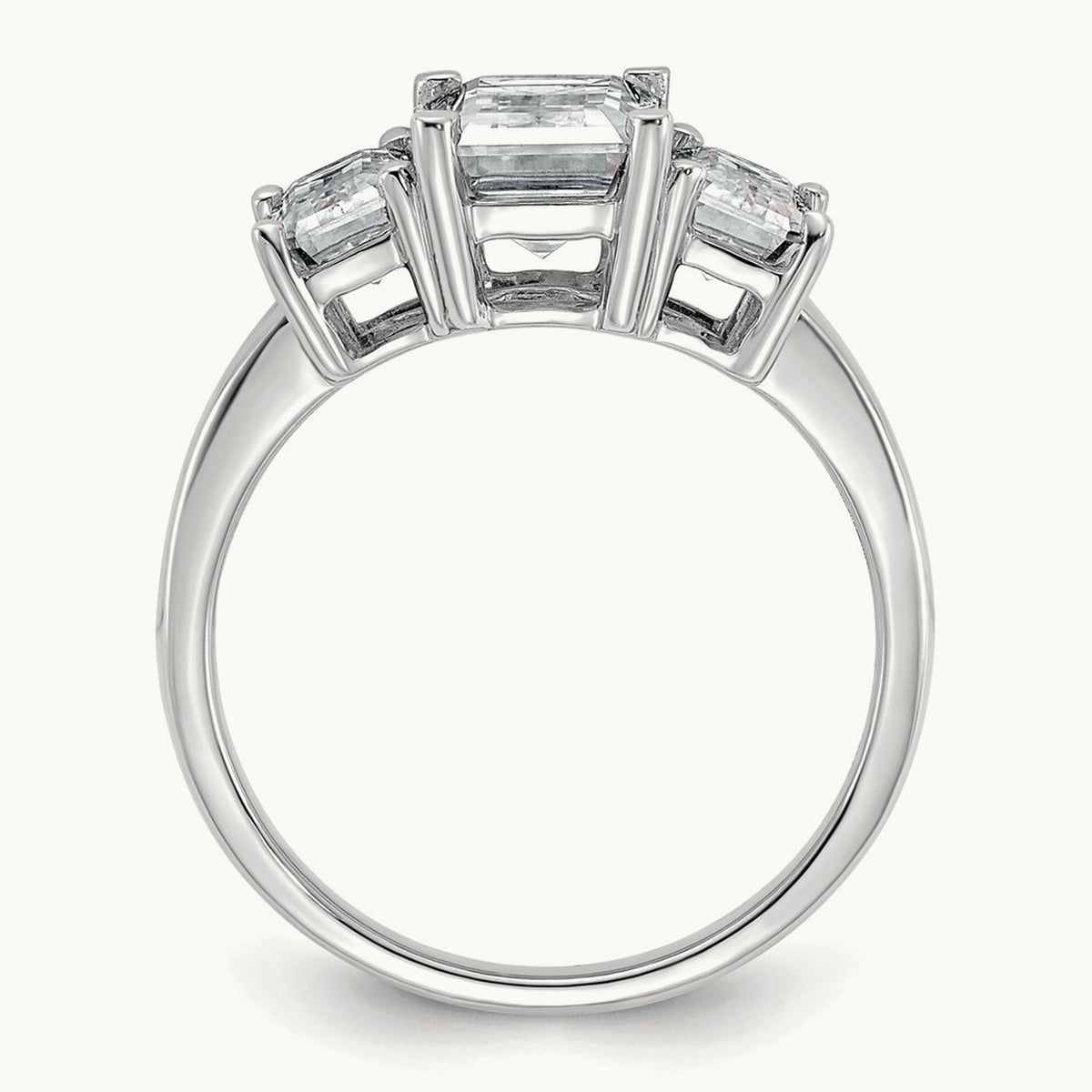 Emerald 3 Stone Engagement Ring, 1.50-4.25 ct tw Lab-Grown Diamond — 1 1/2 ct, 14K White Gold