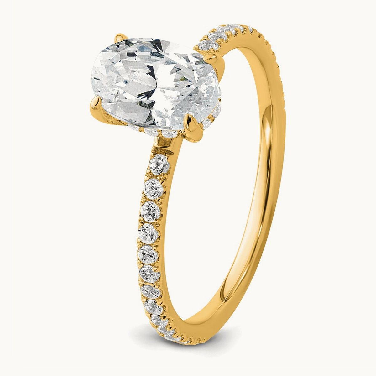 Oval Solitaire Engagement Ring, 1.25-4.50 ct tw Lab-Grown Diamond — 14K Yellow Gold, 7