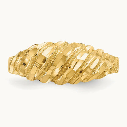 Diamond Cut Dome Ring, 14K