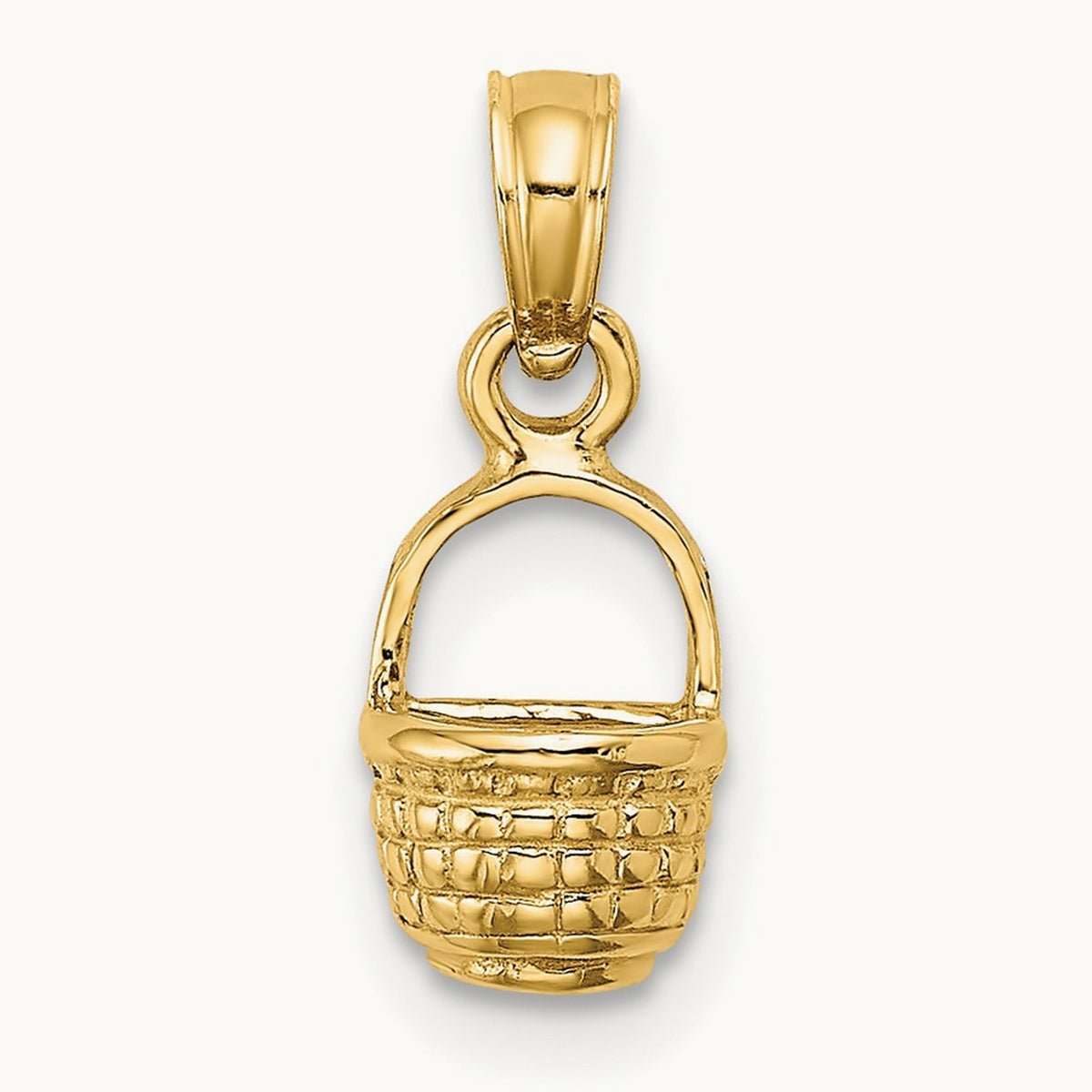 2-D Flat Back Mini Basket Charm, 14K
