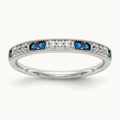 Diamond w/Sapphire Band, 14K White Gold