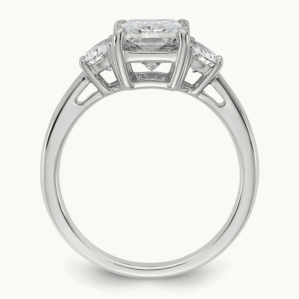 Radiant & 1/2 Moon Engagement Ring, 1.25-4.00 ct tw Lab-Grown Diamond — 3 1/8 ct, 14K White Gold