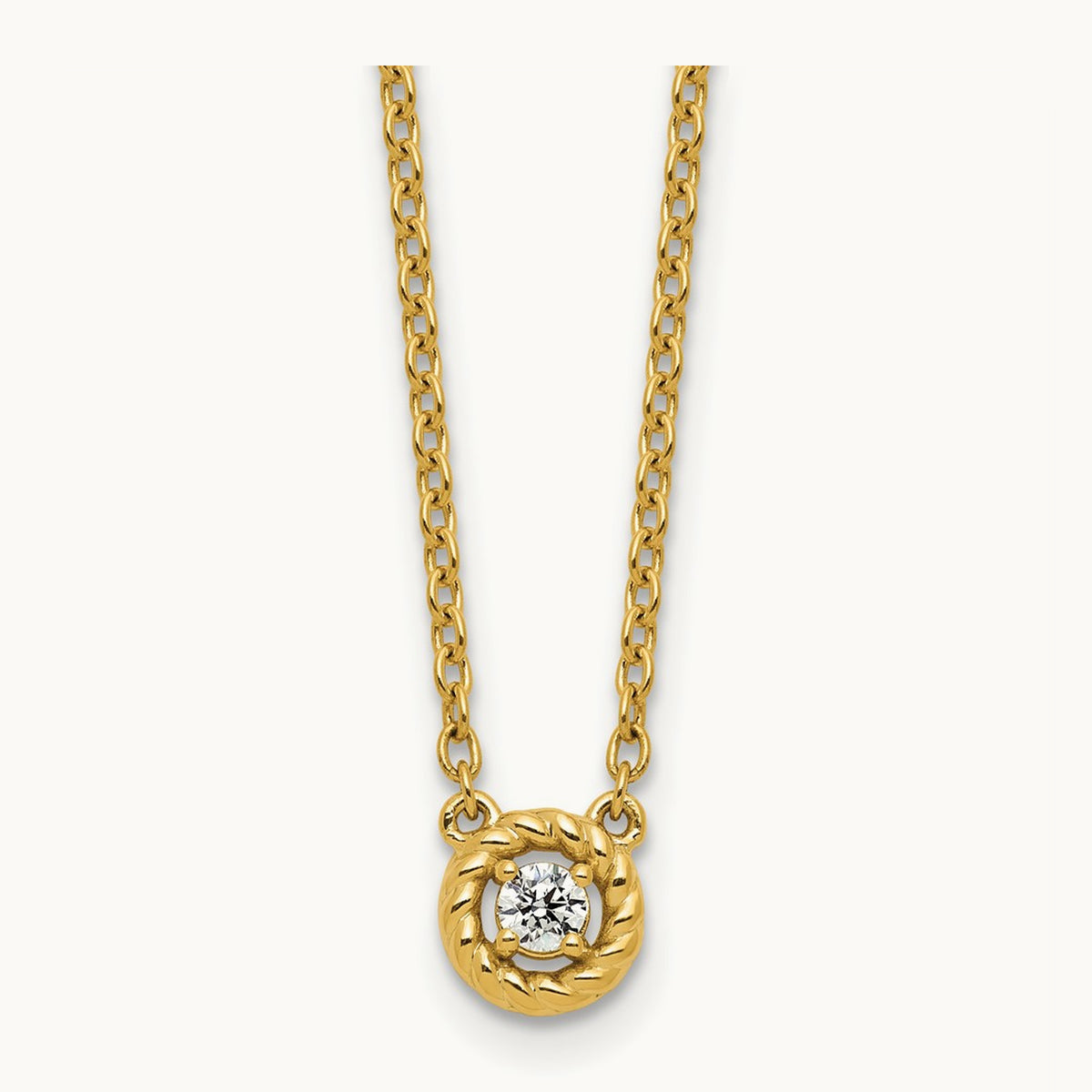 Polished and Twisted Diamond Necklace, 14K