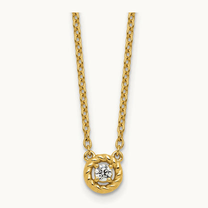 Polished and Twisted Diamond Necklace, 14K