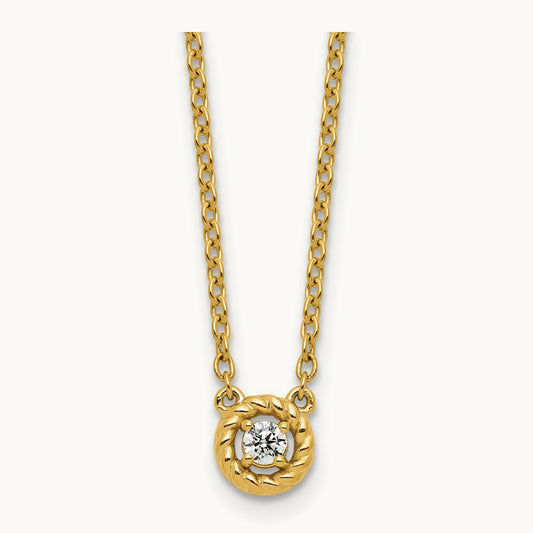 Polished and Twisted Diamond Necklace, 14K