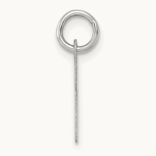 Small Script Letter M Initial Charm, 14K White Gold