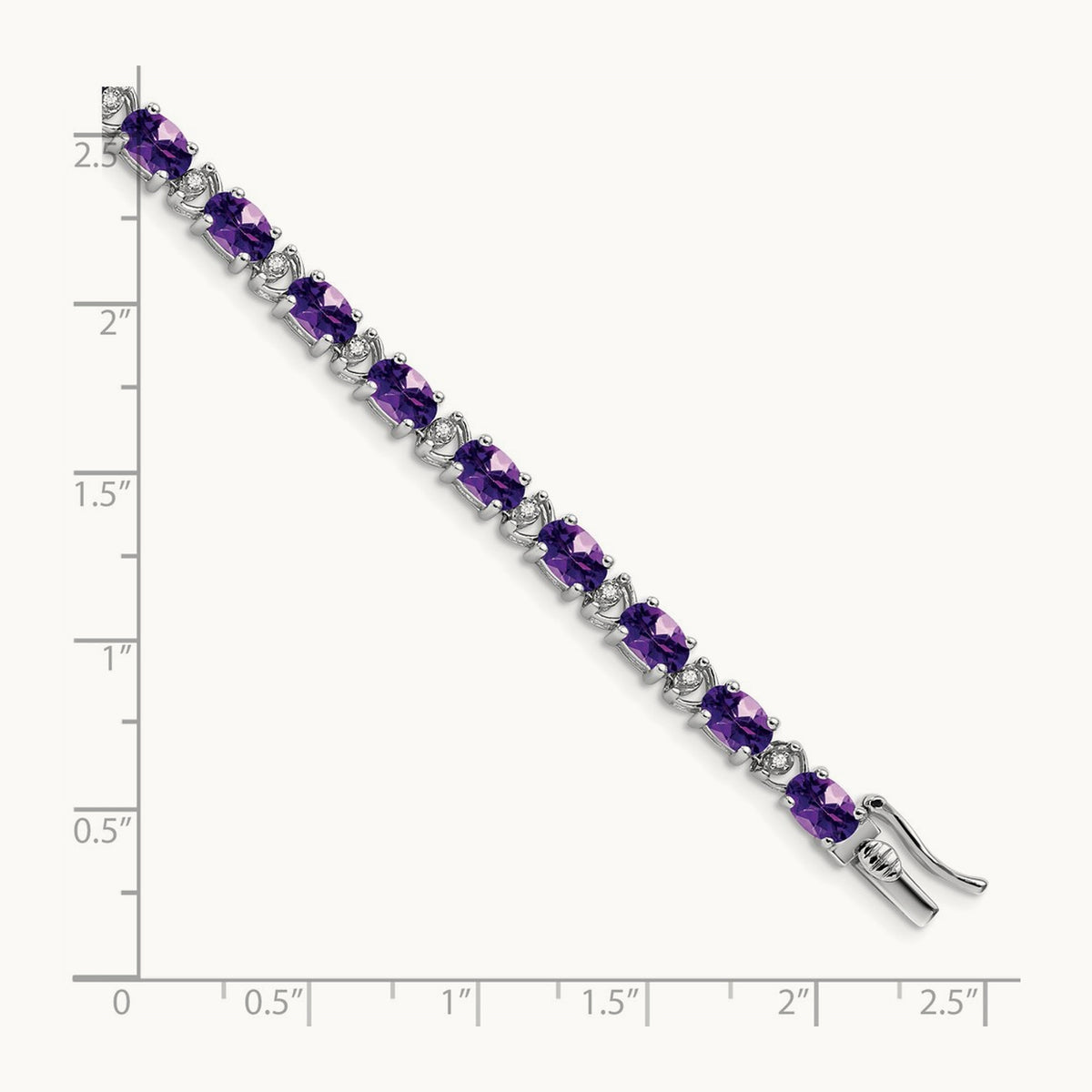 Oval Amethyst and Diamond Bracelet, 14K White Gold
