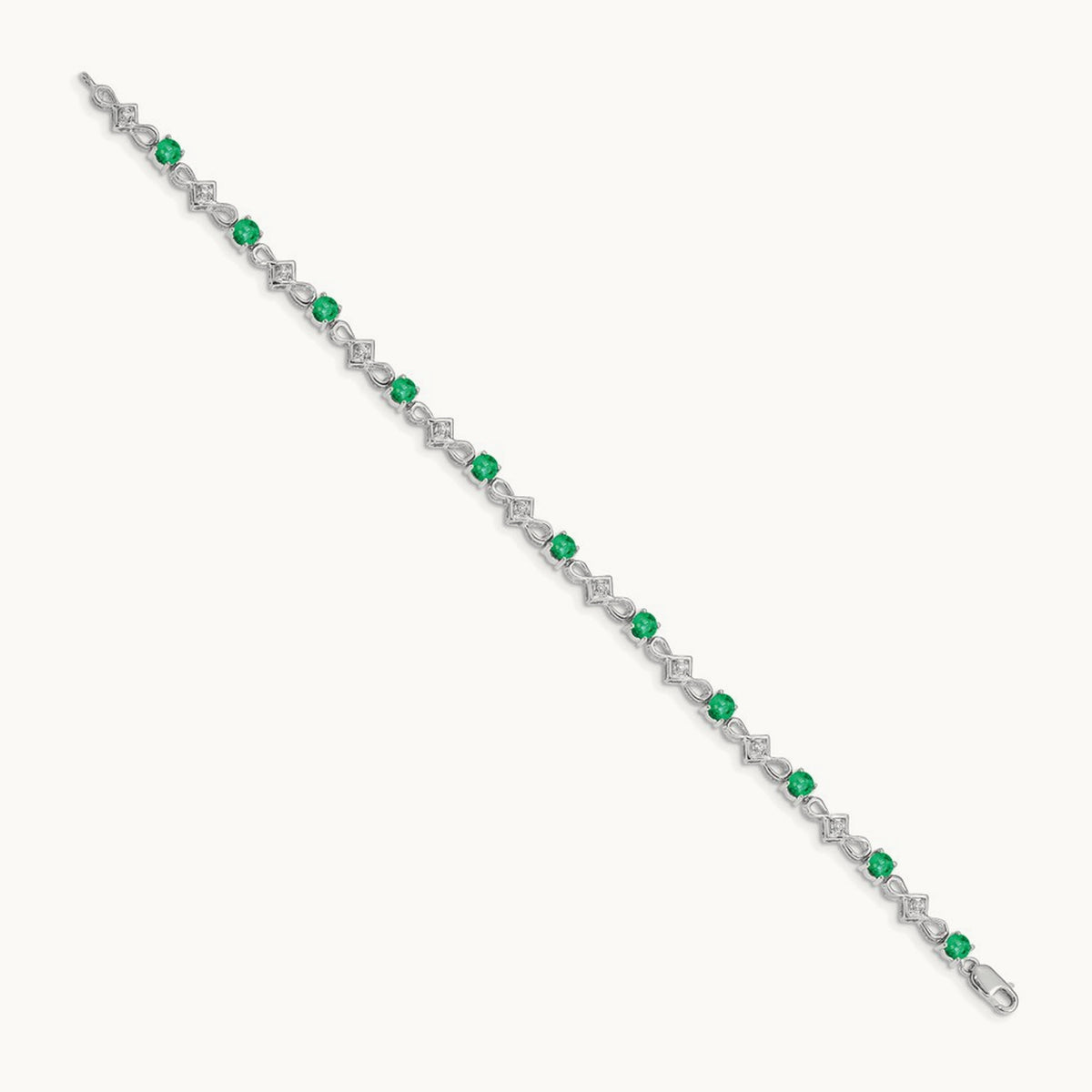 Diamond and Emerald Bracelet — 14K White Gold