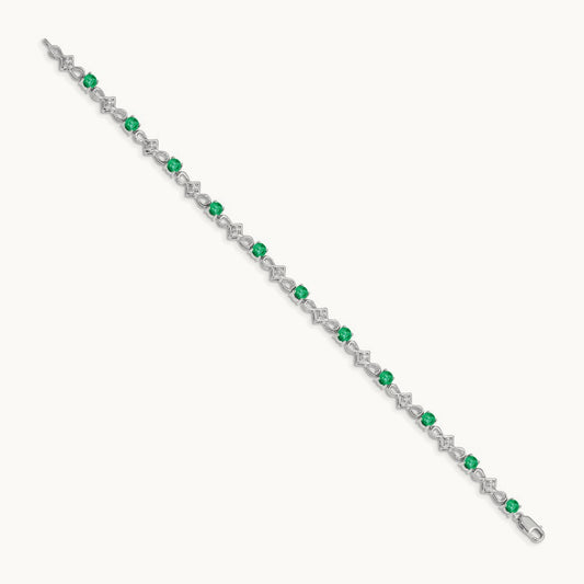 Diamond and Emerald Bracelet — 14K White Gold
