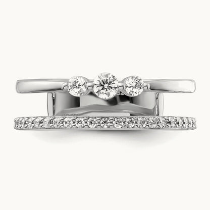 Polished Diamond Double Band Fashion Ring, 14K White Gold