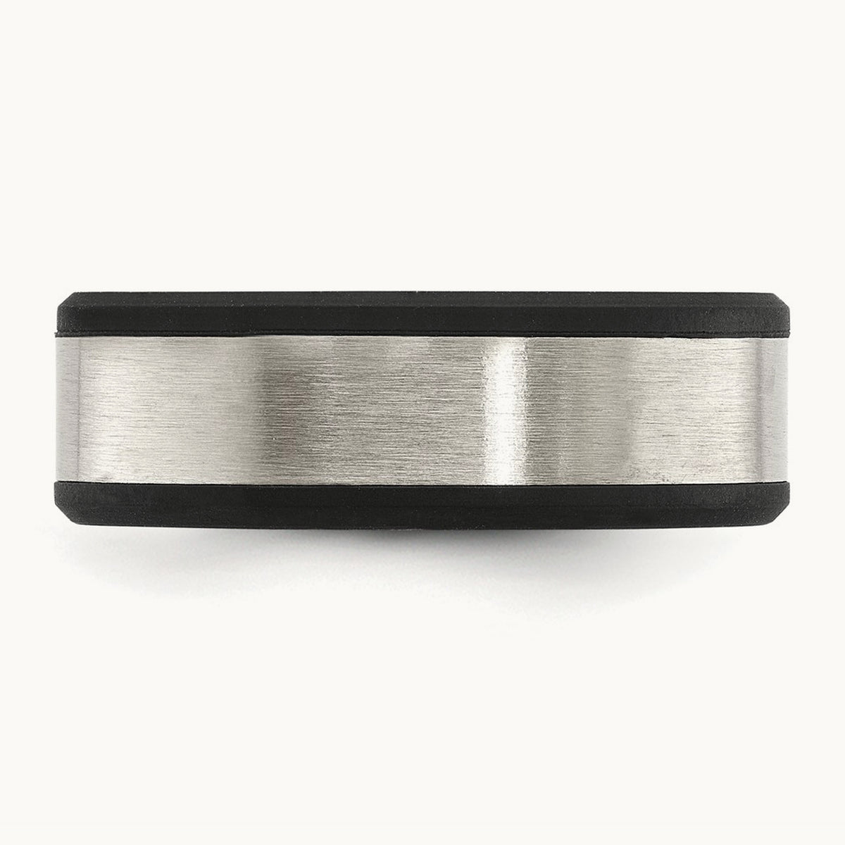 Brushed Black Silicone Center Band, 8mm, Stainless Steel