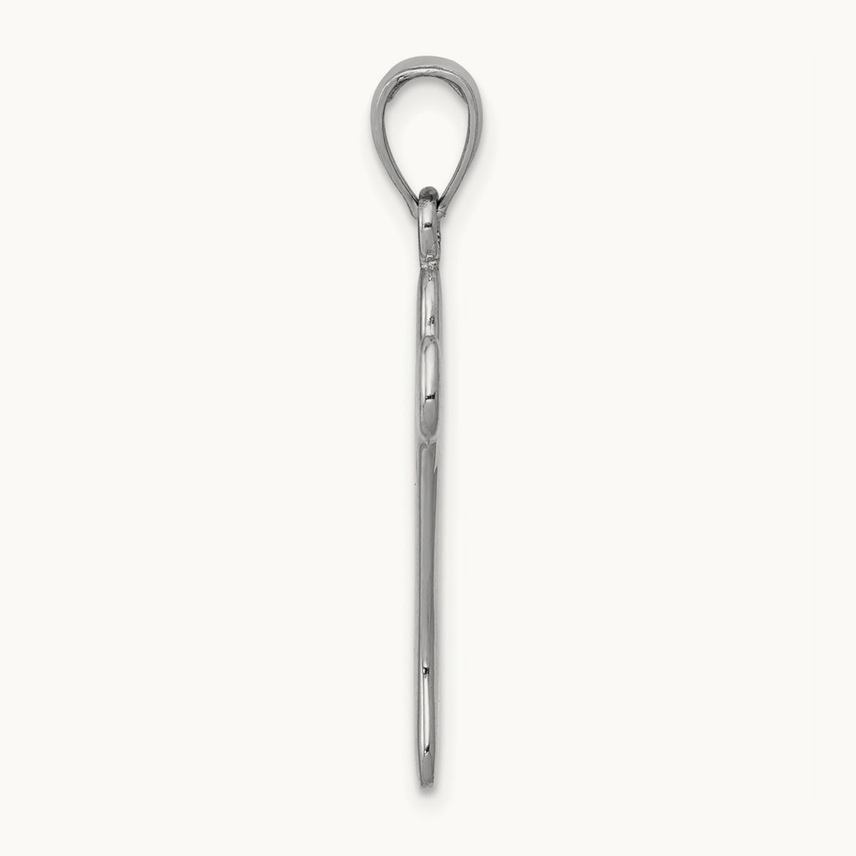 Solid Polished Dog Bone Charm — 14K White Gold