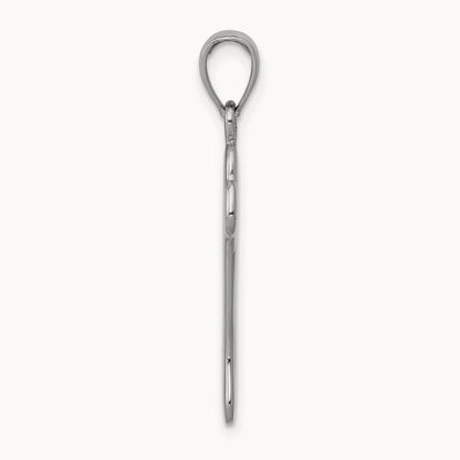 Solid Polished Dog Bone Charm — 14K White Gold
