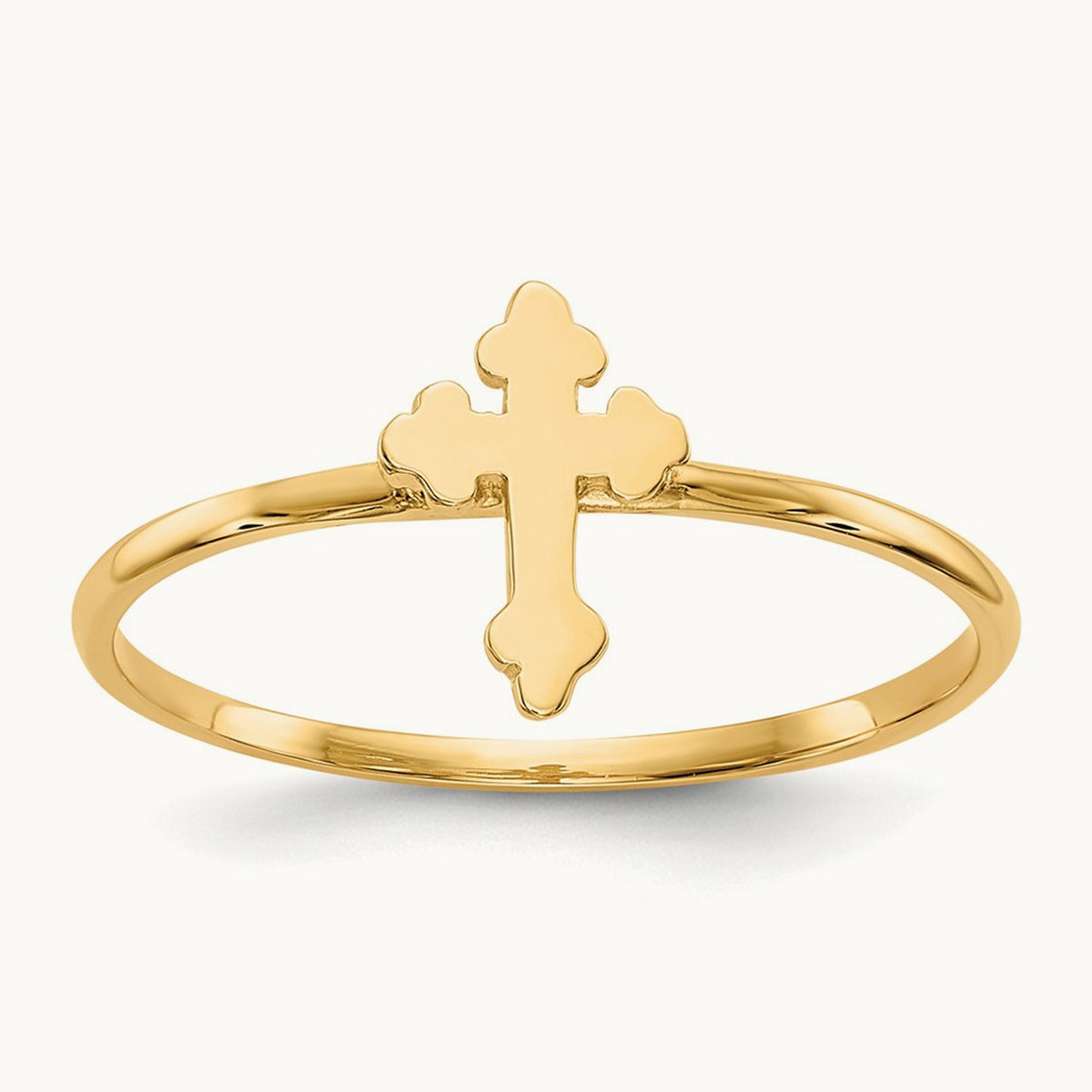 Polished Cross Ring — 14K Yellow Gold