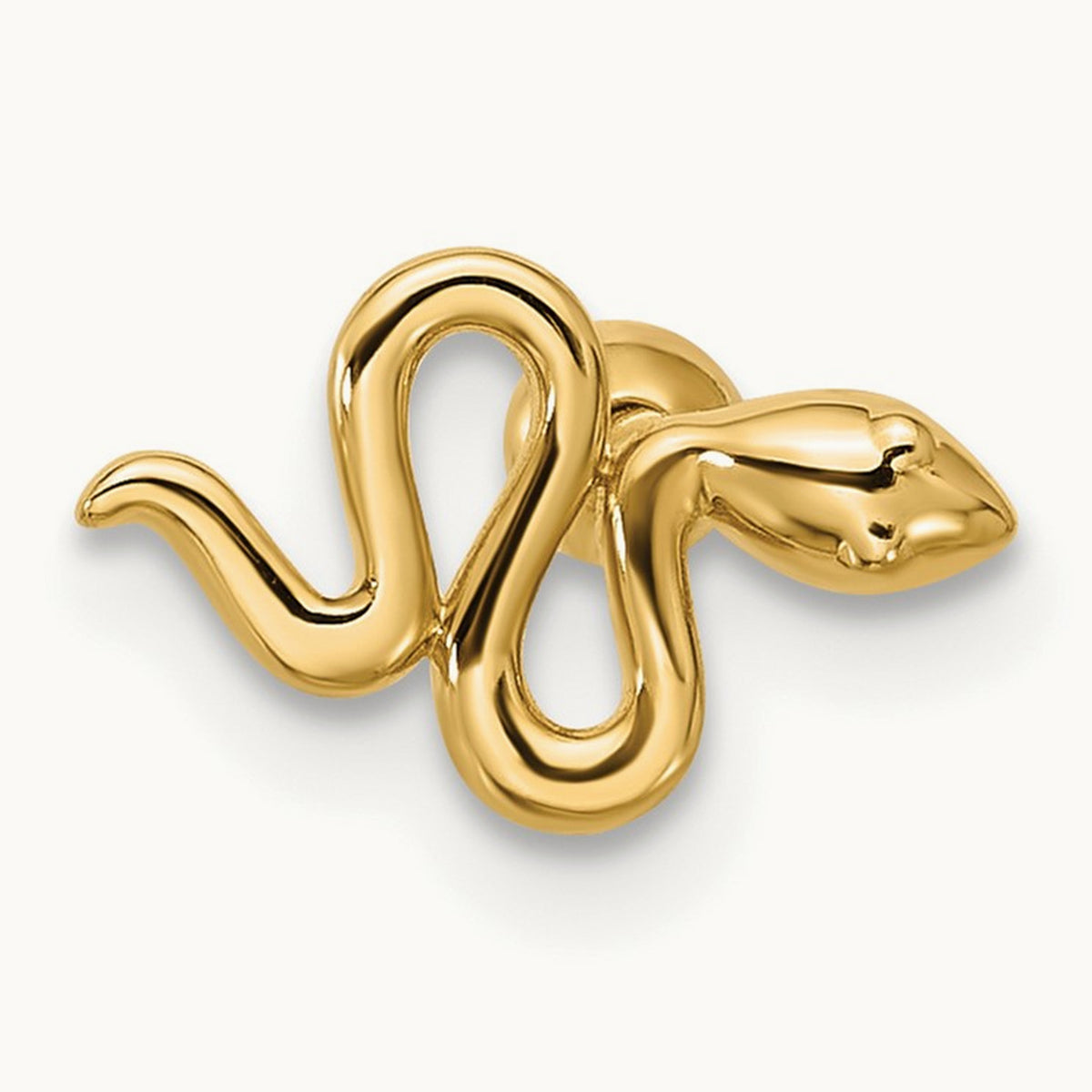18 Gauge Polished Snake Cartilage Stud, 14K