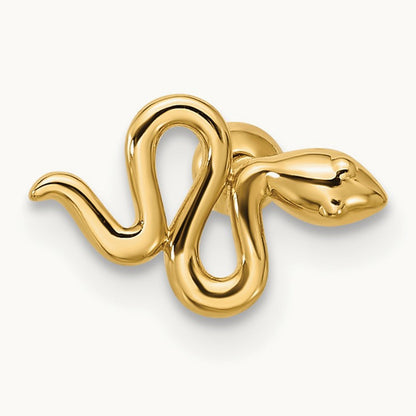 18 Gauge Polished Snake Cartilage Stud, 14K