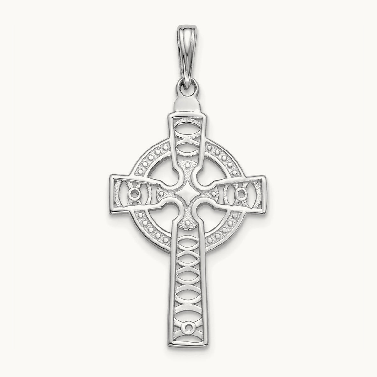 Celtic Cross with Eternity Circle Pendant — 14K White Gold