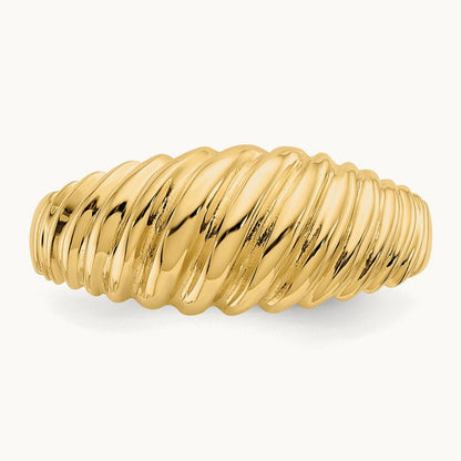 Polished Scalloped Dome Ring, 14K