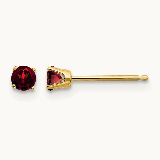 January/Garnet Post Earrings, 3mm, 14K