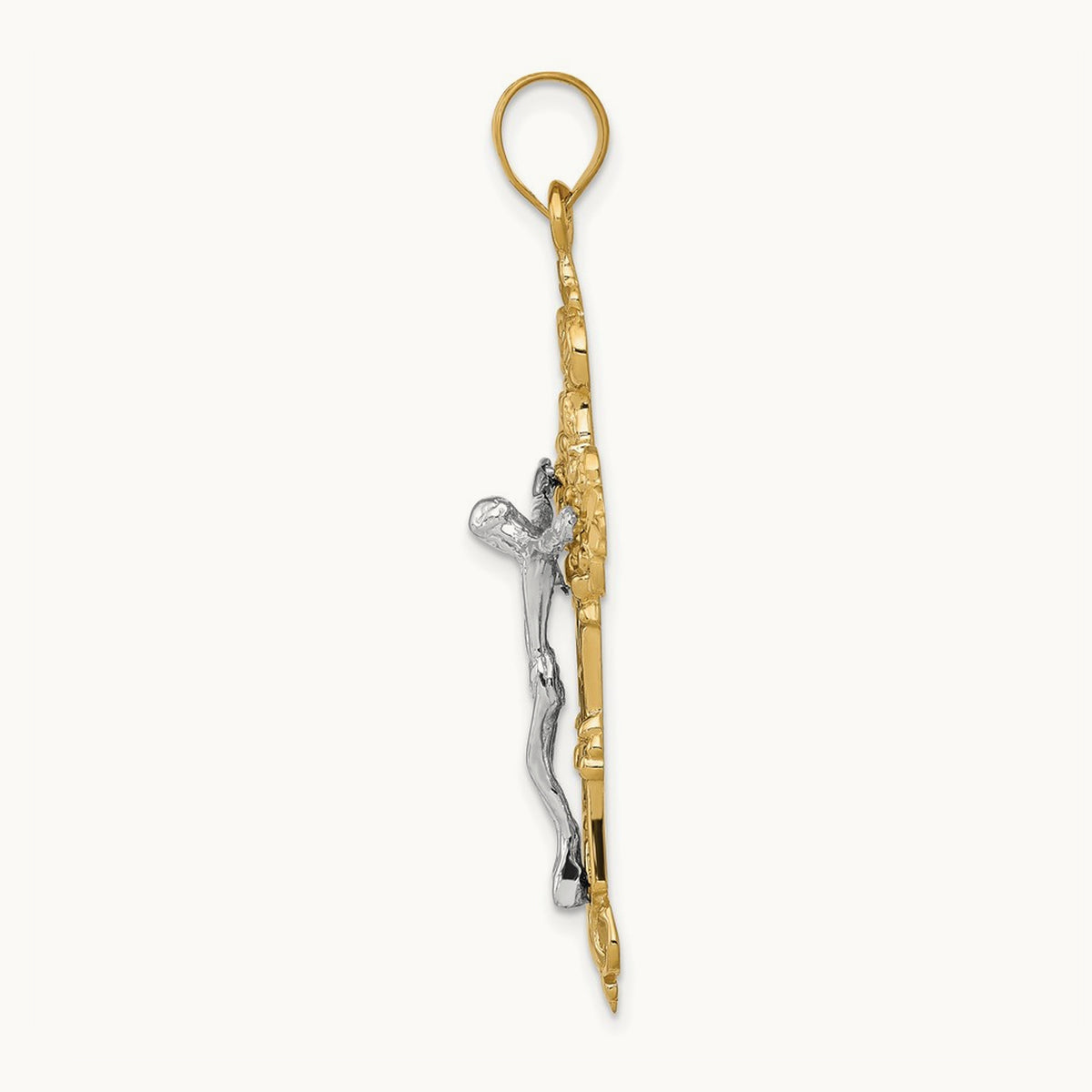 INRI Fleur De Lis Crucifix Pendant — 14K Yellow Gold, 46mm