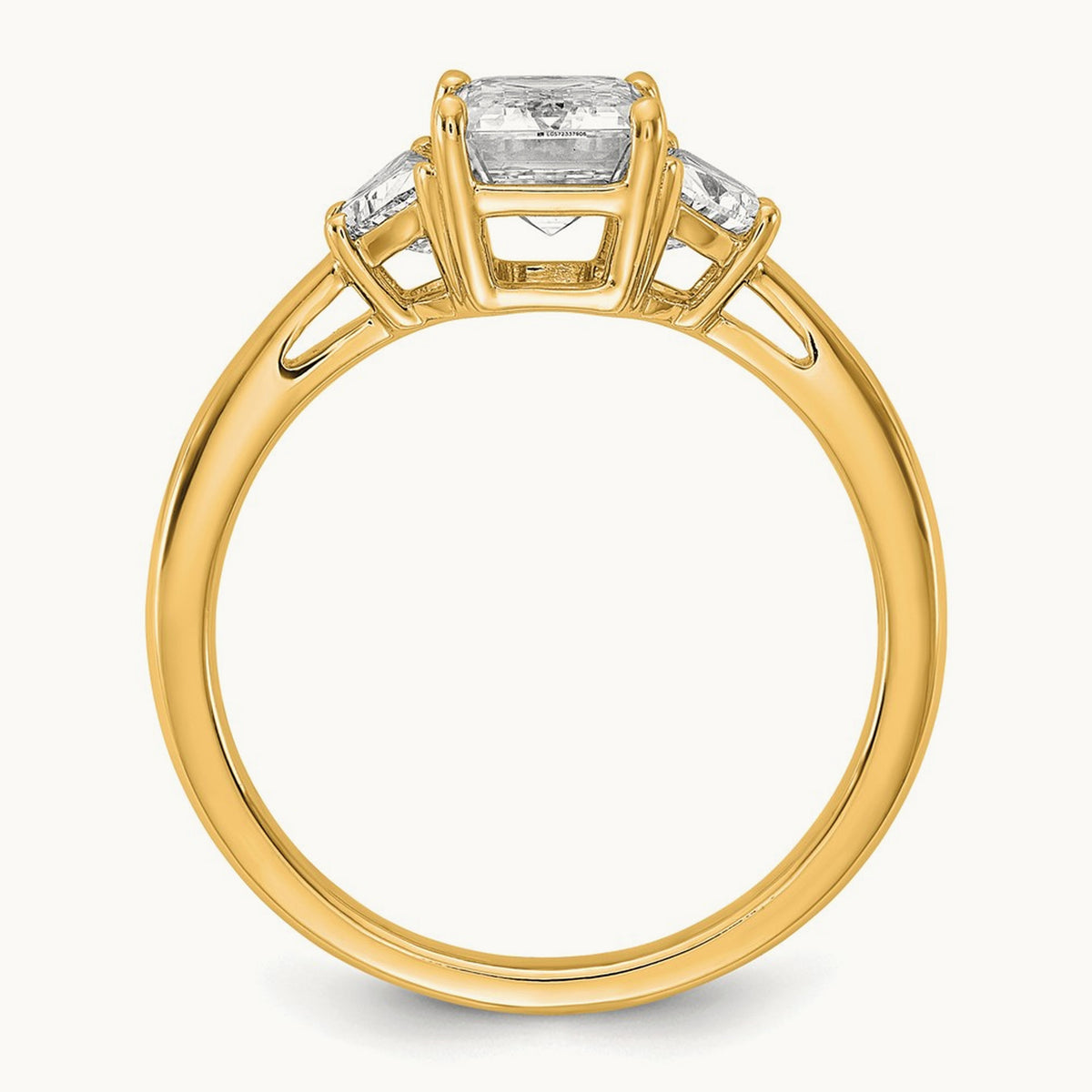 Semi-Mount Emerald & 1/2 Moon 3 Stone Engagement Ring, 0.25-1.00 ct tw Lab-Grown Diamond — 1/2 ct, 14K Yellow Gold