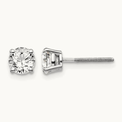 1.00ct SI3 G-I Diamond Stud Thread on/off Post Earrings, 14K White Gold