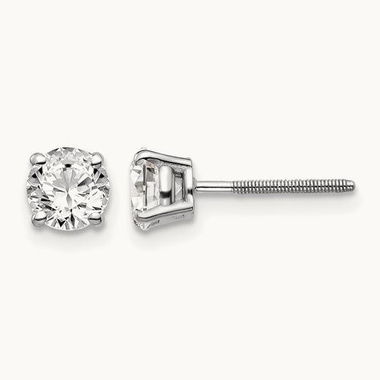 1.00ct VS2/SI1 G-I Diamond Stud Thread on/off Post Earrings, 14K White Gold