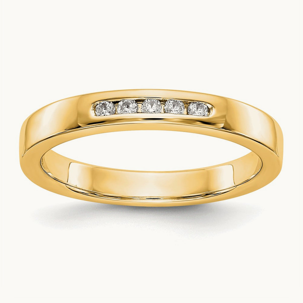 5-Stone Diamond Channel Band — 14K Yellow Gold, 6