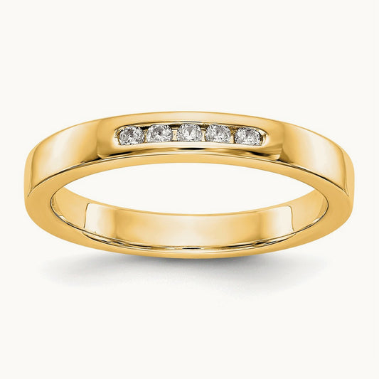 5-Stone Diamond Channel Band — 14K Yellow Gold, 6