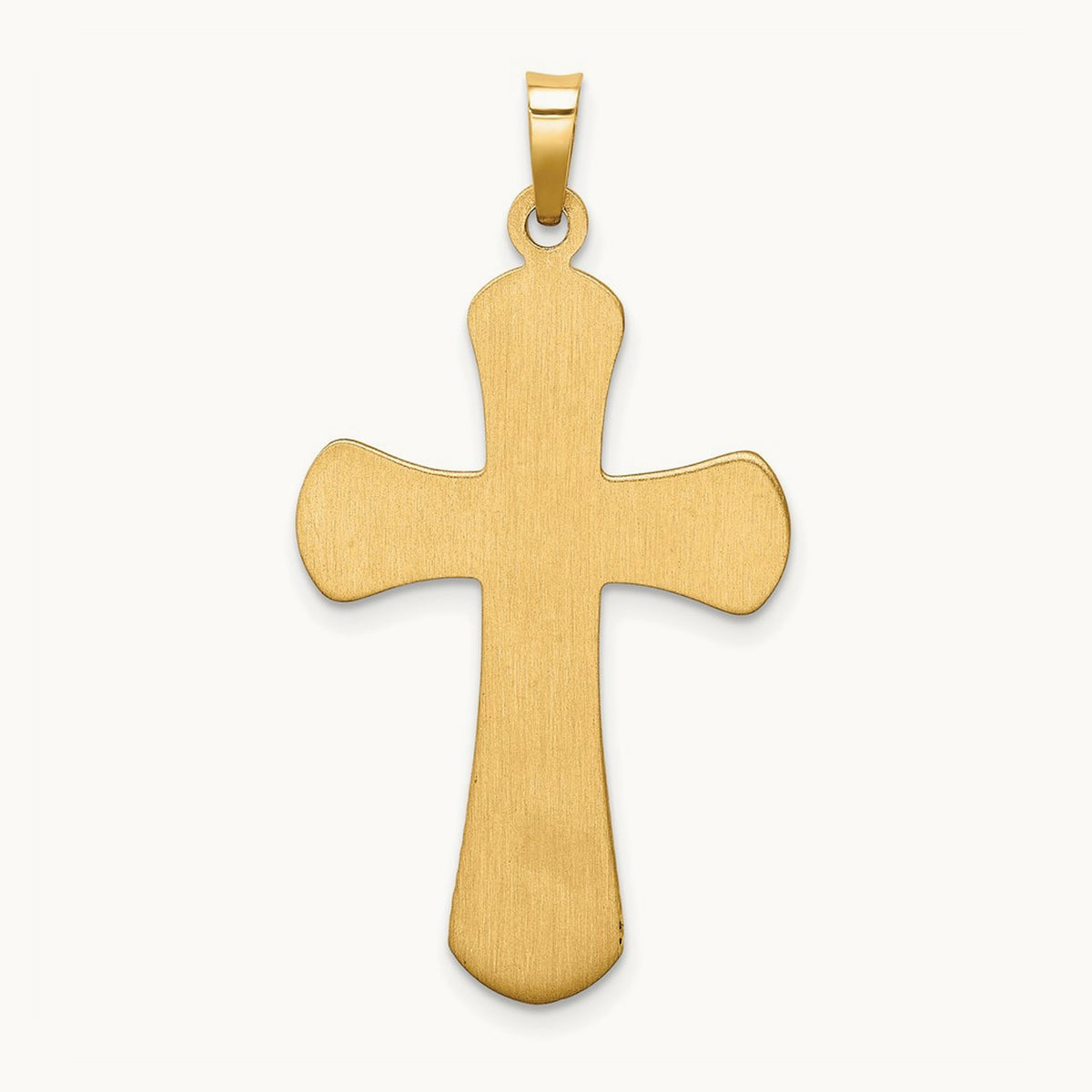 Hollow Polished Beaded Edge Cross — 14K Yellow Gold