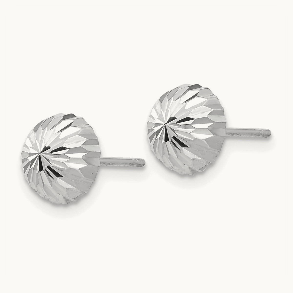 Polished & Diamond-Cut Half Ball Post Earrings — 8mm