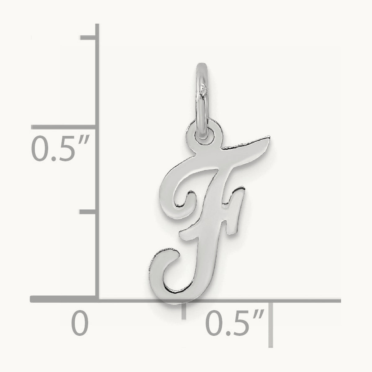 Small Script Letter F Initial Charm, 14K White Gold
