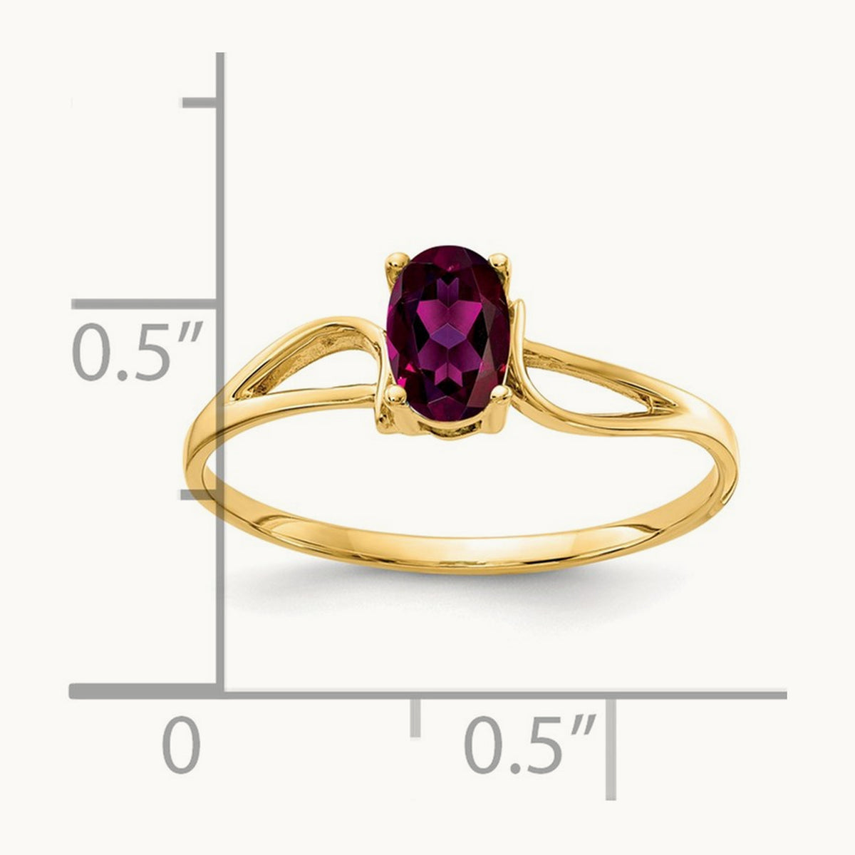 6x4mm Oval Rhodolite Garnet ring, 14K