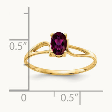 6x4mm Oval Rhodolite Garnet ring, 14K