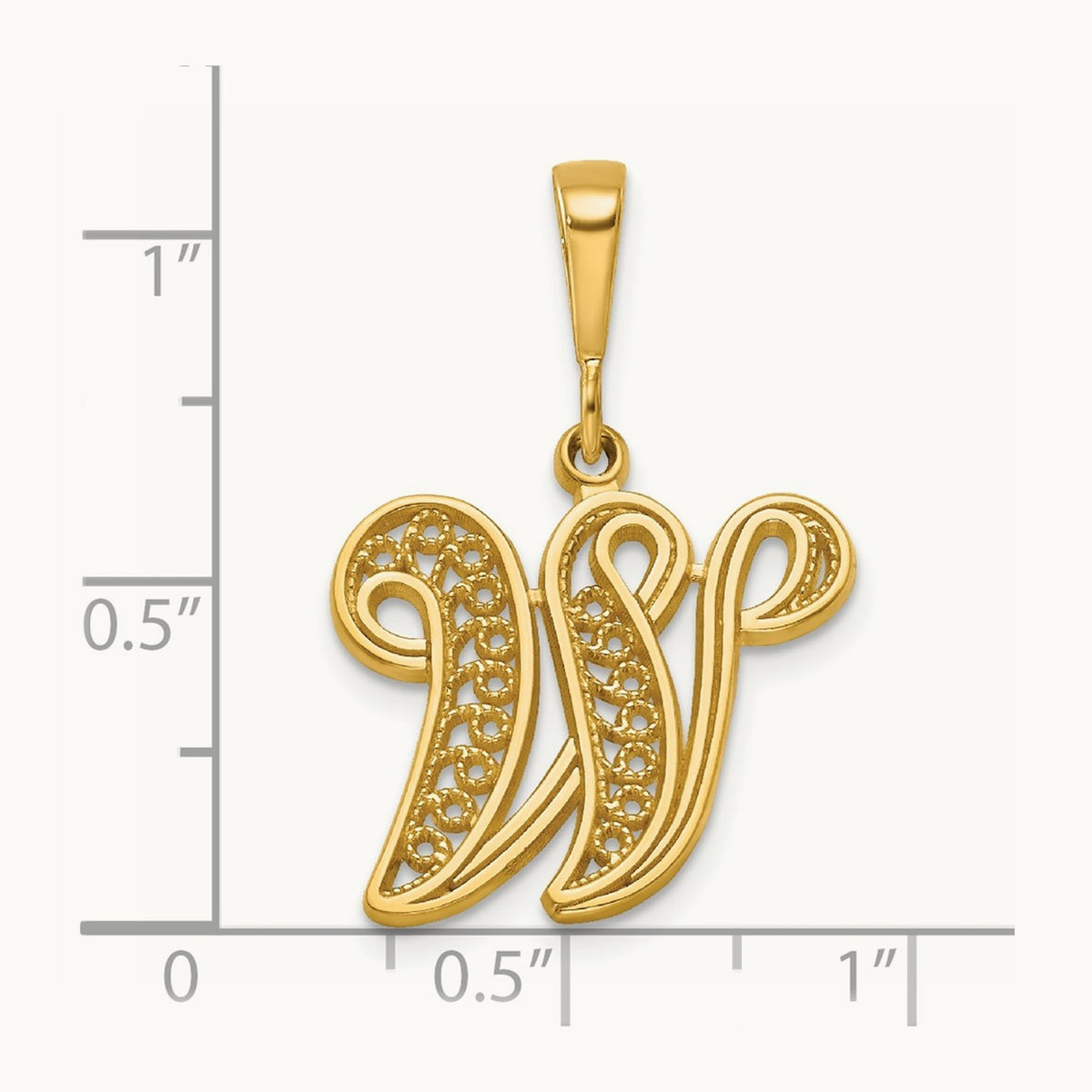 Polished Script Filigree Initial Pendant — W