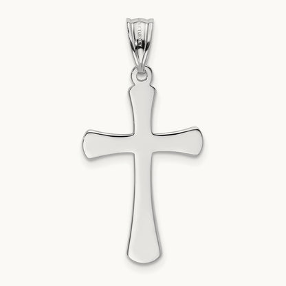 Hollow Cross Pendant, 14K White Gold