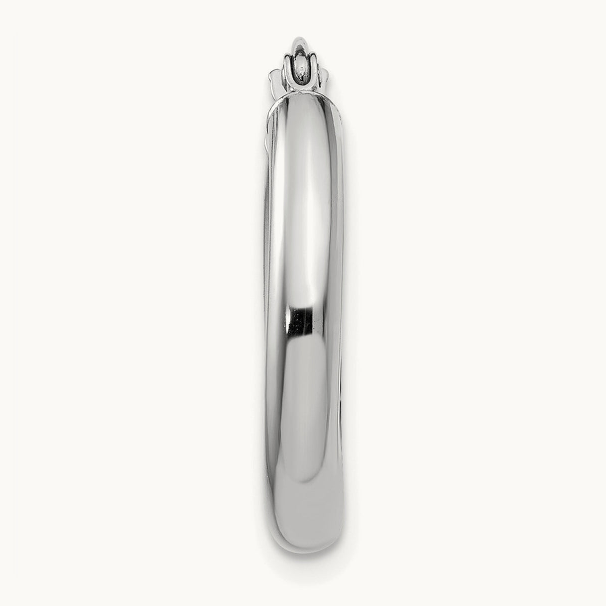 Single 14K White Gold Polished Tube Hoop Earring, 3mm