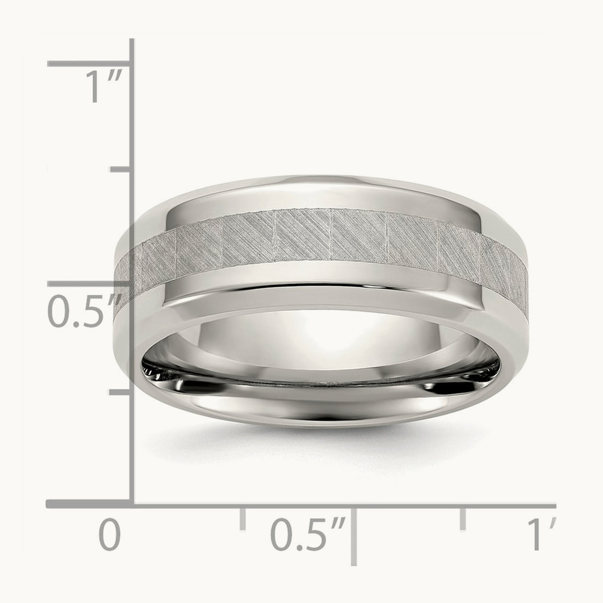 Polished Brushed Center Band, 8mm, Titanium